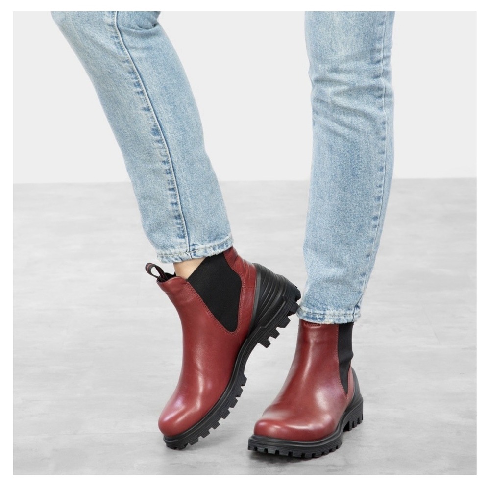 Ecco Women's Tredtray Chelsea Combat Boots Red Leather Size‎ 37 - Picture 12 of 12
